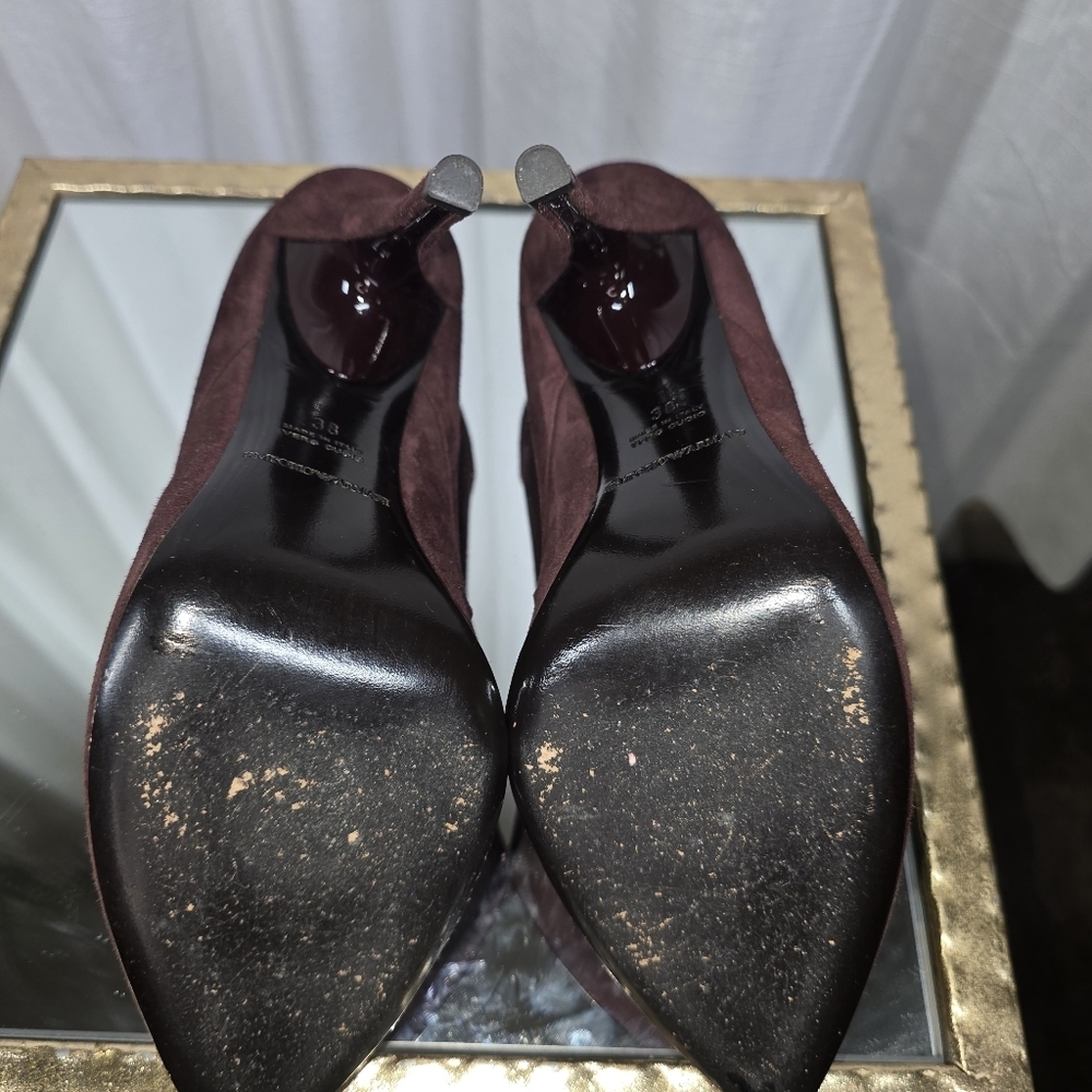 Emporio Armani Burgundy Suede Stiletto Heels - Picture 12 of 16